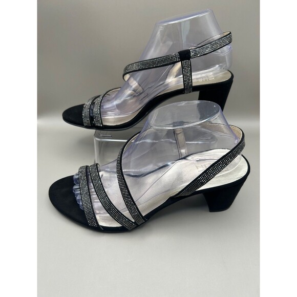 Naturalizer Vanessa2 Womens Strappy Heeled Sandals Rhinestone Black Sz 9 WIDE - Picture 3 of 7